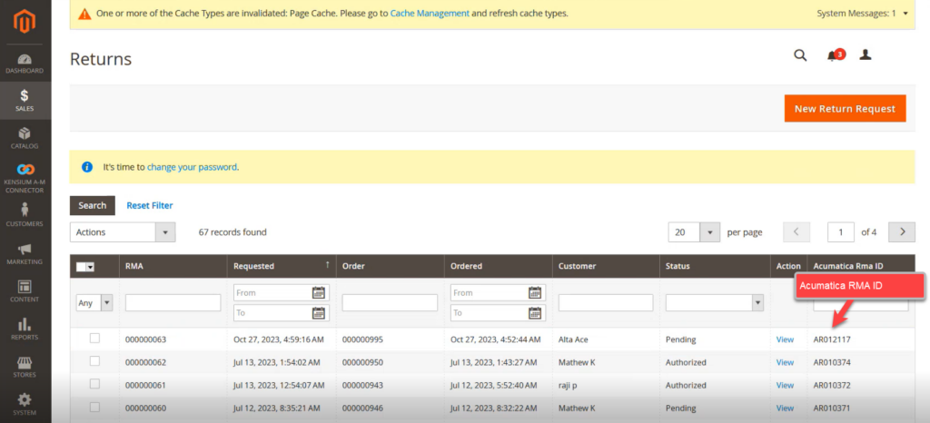 Acumatica RMA ID